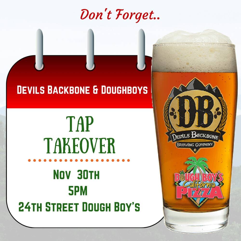 Devil's Backbone Brewing company Nov. 30th 5 pm at Dough Boy's Pizza Virginia Beach Oceanfront